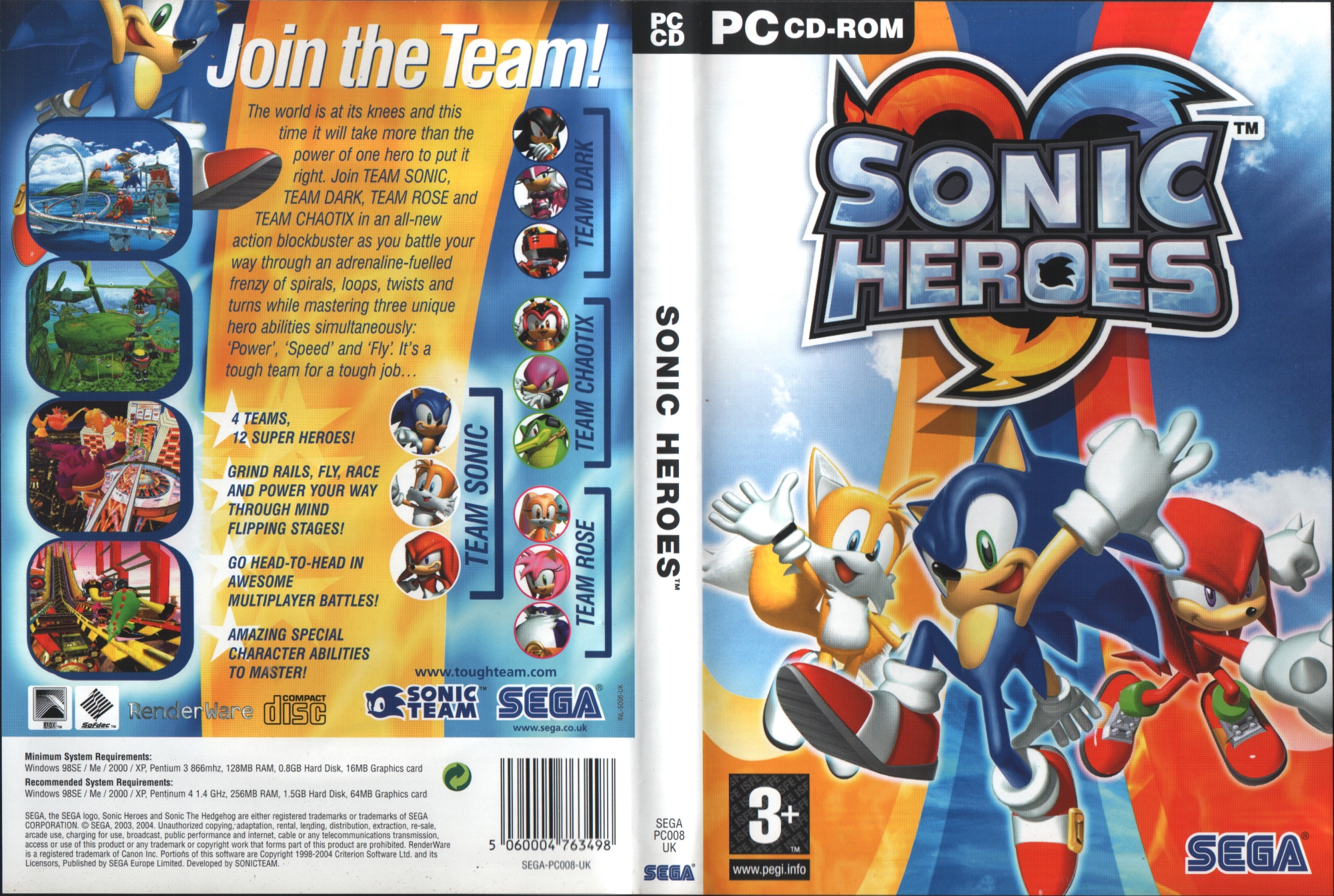 Sonic Heroes - PC CD-ROM - SEGA Game - Free, Fast P&P!