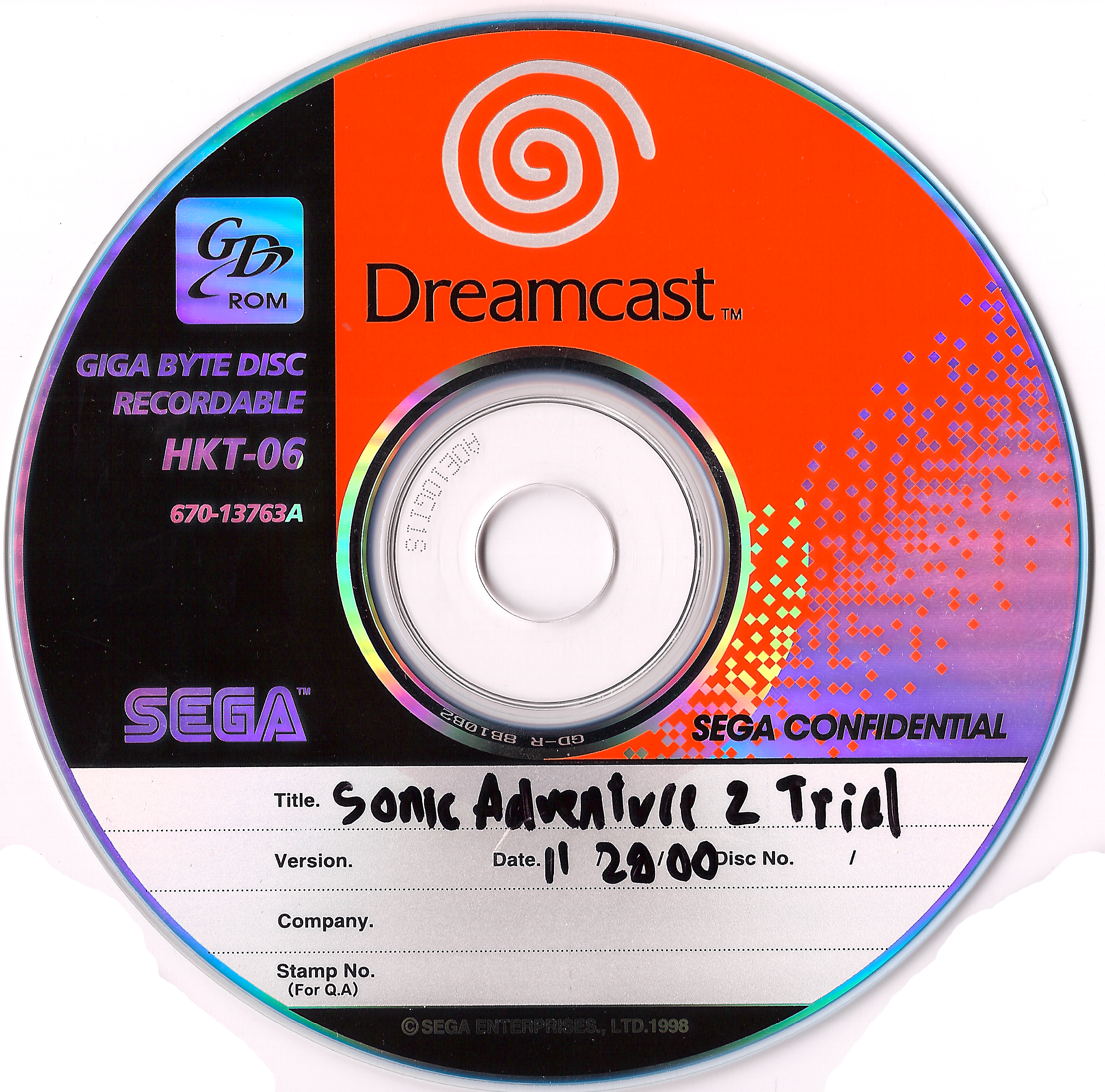 SONIC ADVENTURE VIDEO GAME (SEGA DREAMCAST CD-ROM VIDEO GAME VERSION) (SONIC  ADVENTURE VIDEO GAME (SEGA DREAMCAST CD-ROM VIDEO GAME VERSION), SONIC  ADVENTURE VIDEO GAME (SEGA DREAMCAST CD-ROM VIDEO GAME VERSION)): MADE BY