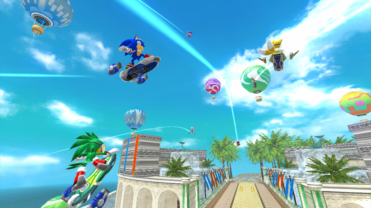 Игры соник много игр. Sonic Xbox 360. Sonic Racer Xbox 360. Гонки в Sonic Riders.